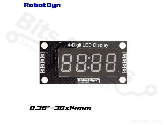 Cijferdisplay 4-digits 7-segments groen clock TM1637 - 30x14mm